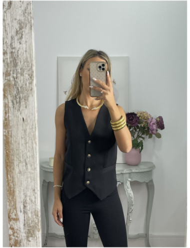 CHALECO REVERSIBLE DE PELO Color: NEGRO Talla: S